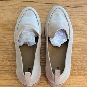 Pale Beige Suede Slip-On Loafers